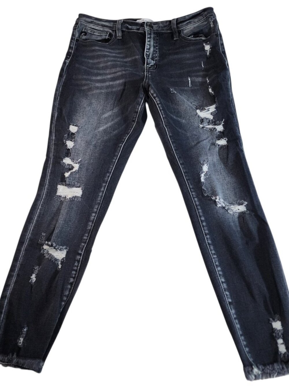 KanCan Jeans Women's Size 30 Maurices Black Boho Grunge Distressed Skinny